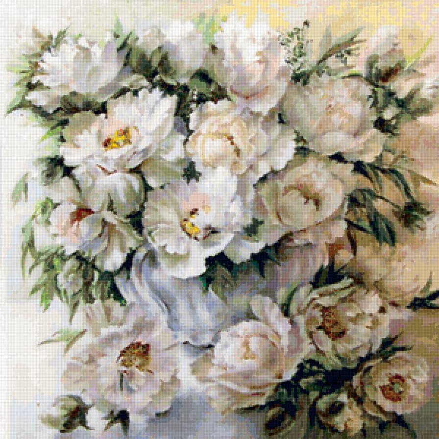 Ваза с цветами - цветы, картина, букет - предпросмотр