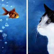 Схема вышивки «cat and fish»