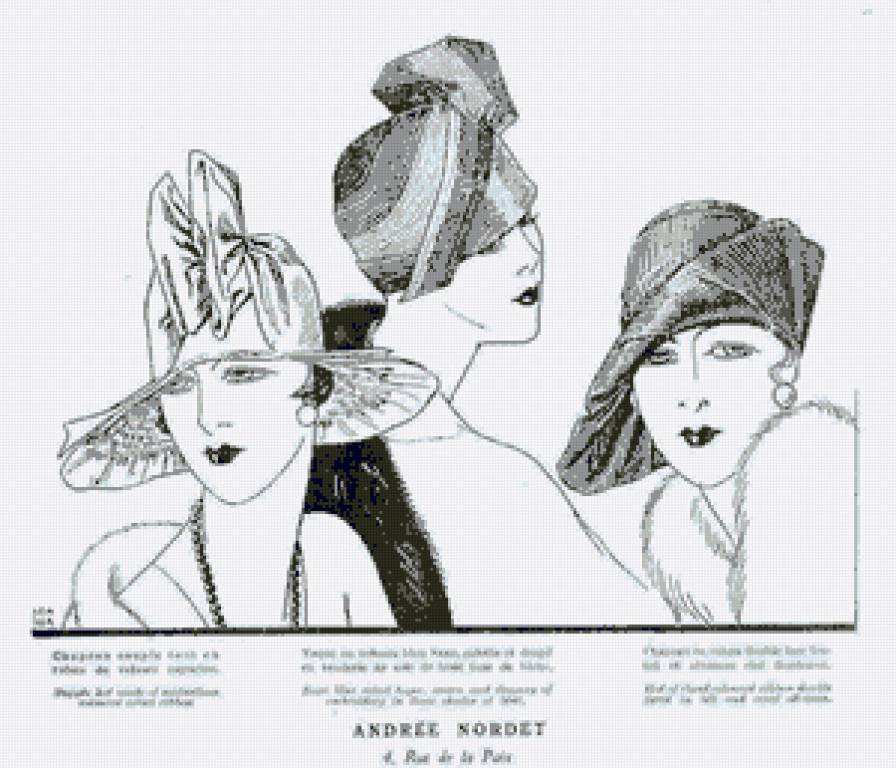 Леди - черно-белое, ретро, мода, шляпка, девушка - предпросмотр