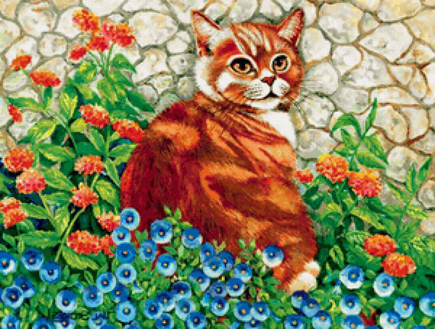 Рыжик - цветы, кот, животные, кошка - предпросмотр