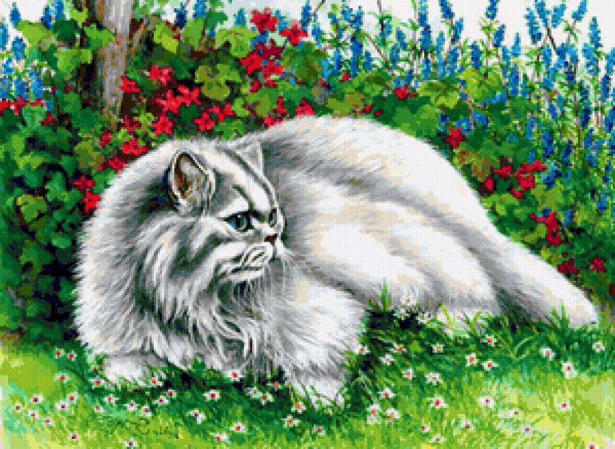 Блондинка - цветы, животные, кот, кошка - предпросмотр