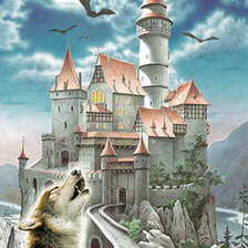 Схема вышивки «волк у замка»