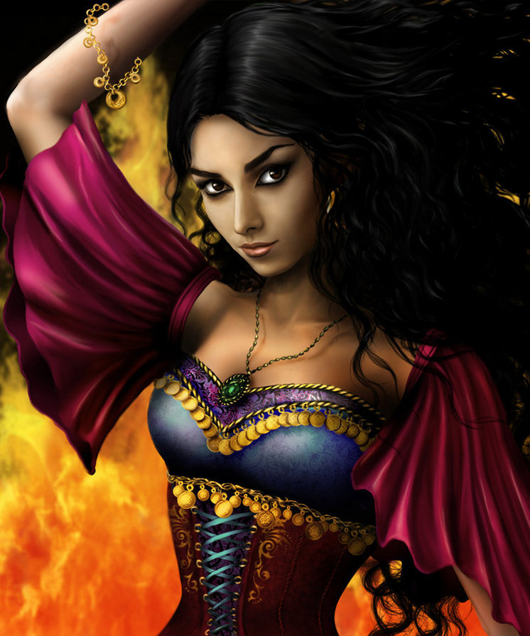 Испанка - девушка, фентази, фея, красота, портрет, картина - оригинал