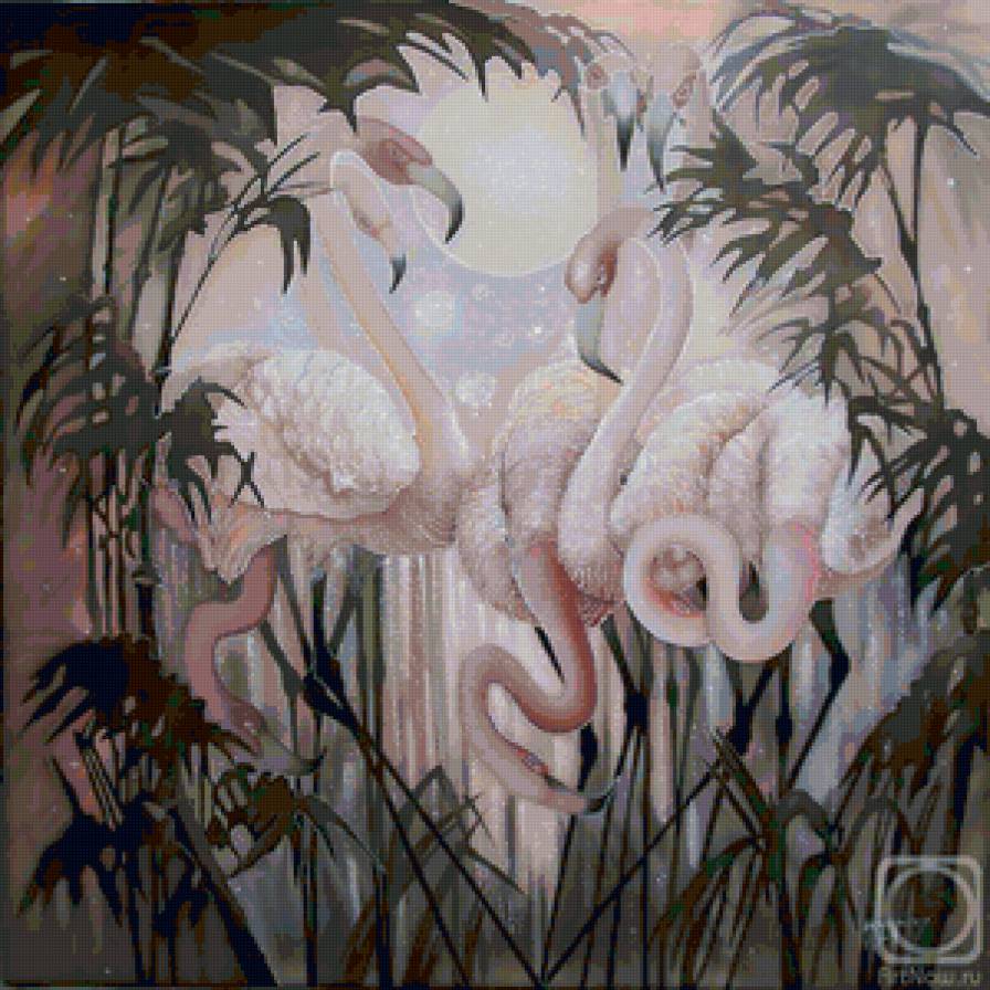 розовый фламинго - картина, дизайн, интерьер - предпросмотр