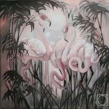 Схема вышивки «розовый фламинго»