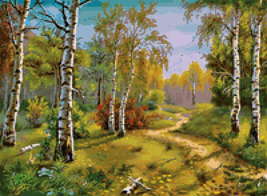 Березовая роща - природа, красота, лето, березы, лес, картина, пейзаж - предпросмотр