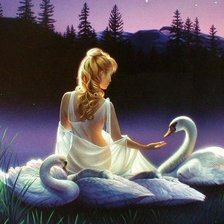 Девушка и лебеди