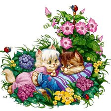 Схема вышивки «Котики милуются»