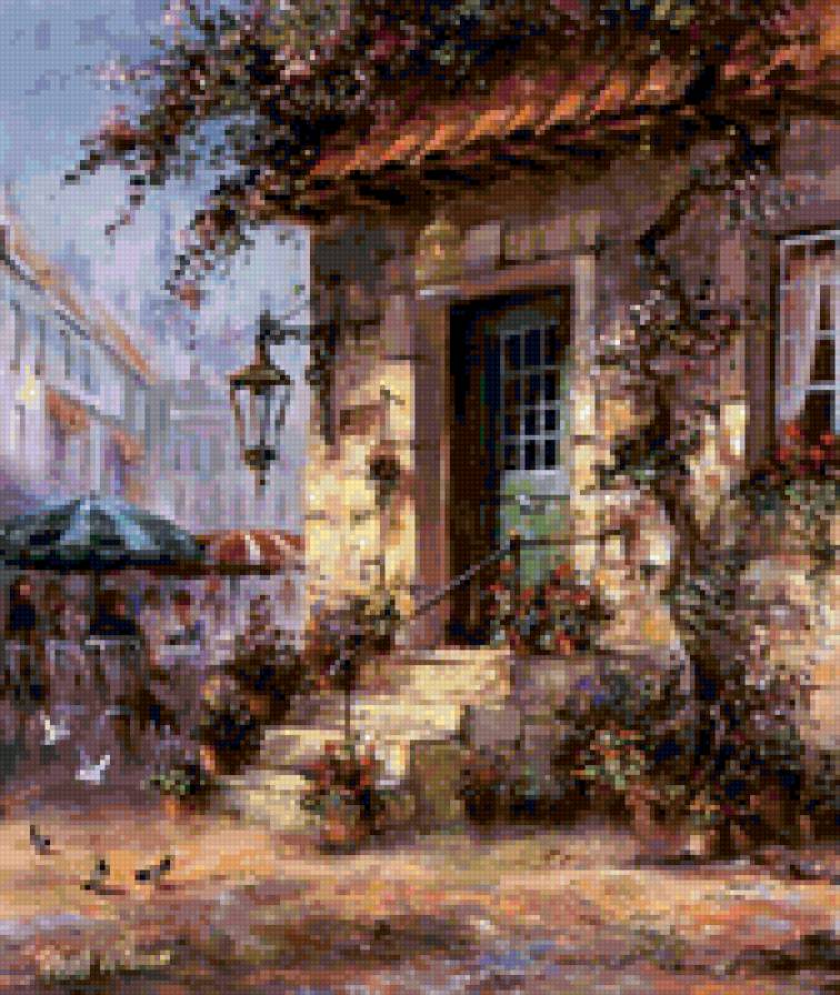 Маленькое кафе - городской пейзаж, улица, город, кафе - предпросмотр