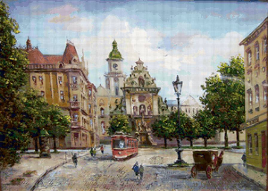 Старый Львов - ретро, улица, город, карета - предпросмотр