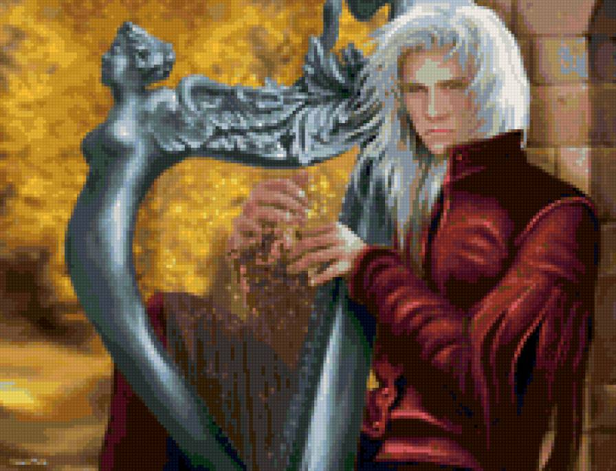 Игра на арфе - менестрель, эльф, фэнтези - предпросмотр