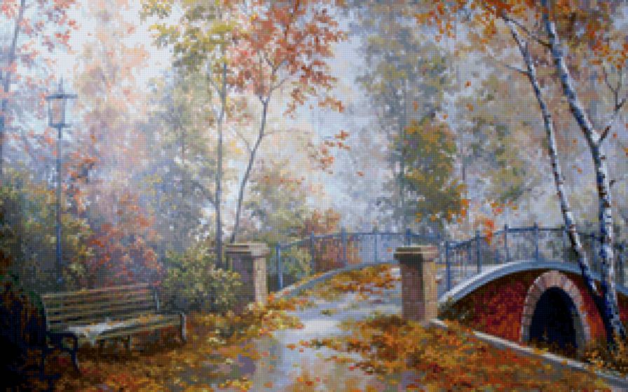 №149455 - осень, туман, парк, листва - предпросмотр