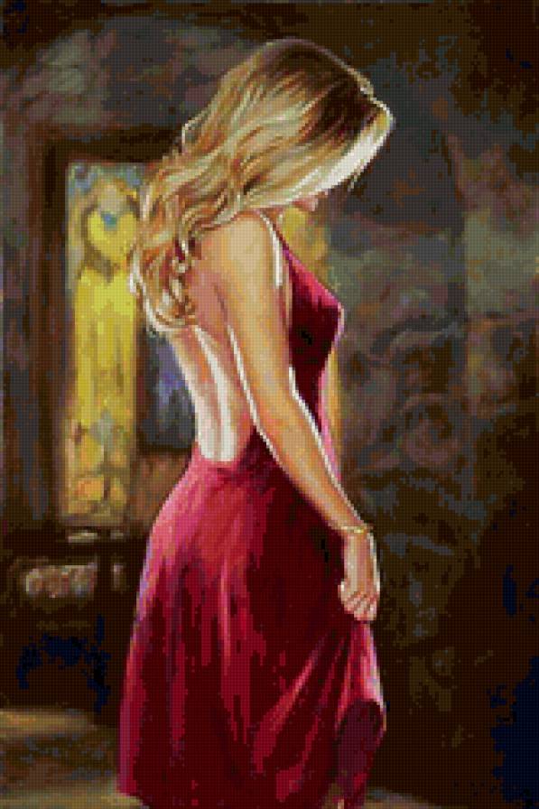 девушка - живопись, со спины, девушка - предпросмотр