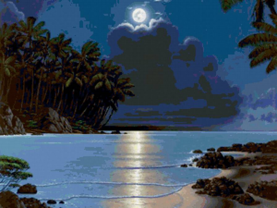 Лунная дорожка - луна, лунная дорожка, пейзаж, природа - предпросмотр