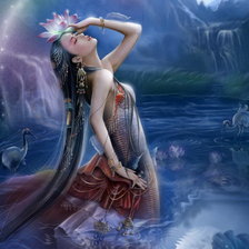 Схема вышивки «Девушка с лотосом»