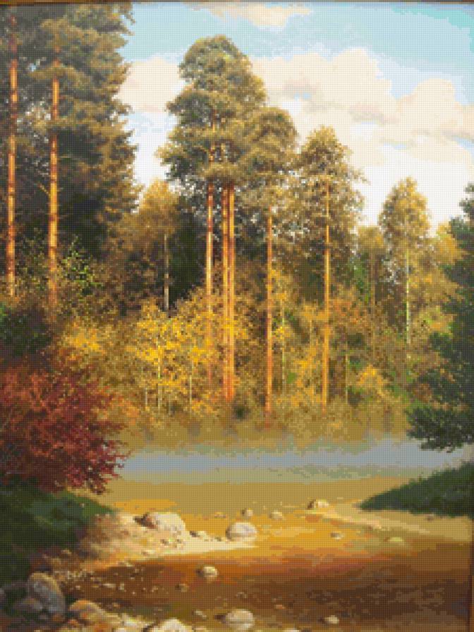 лес - пейзаж, природа, лето. река, лес - предпросмотр