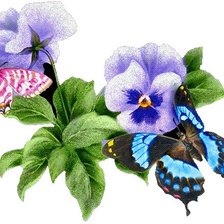 Схема вышивки «бабочки и анютины глазки»