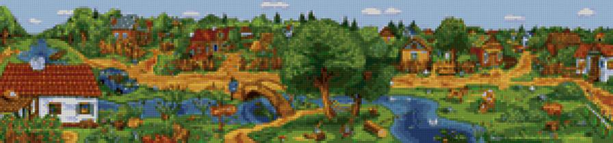 Деревенский пейзаж - деревня, природа, дом, пейзаж, изба - предпросмотр