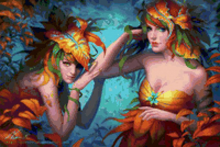 Феи осени - феи, осень, листья - предпросмотр