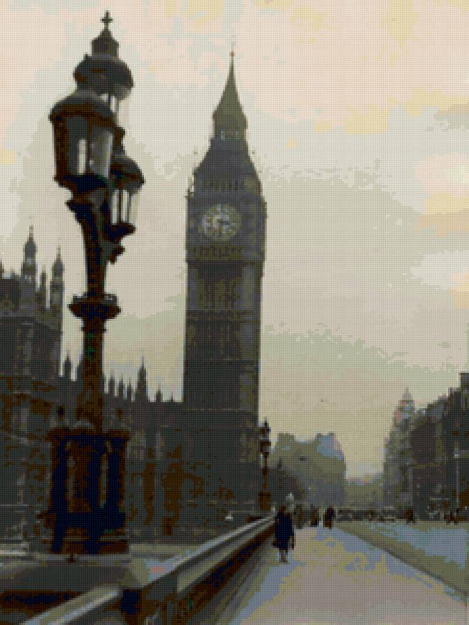 Лондон - туман, город, лондон, фонарь - предпросмотр