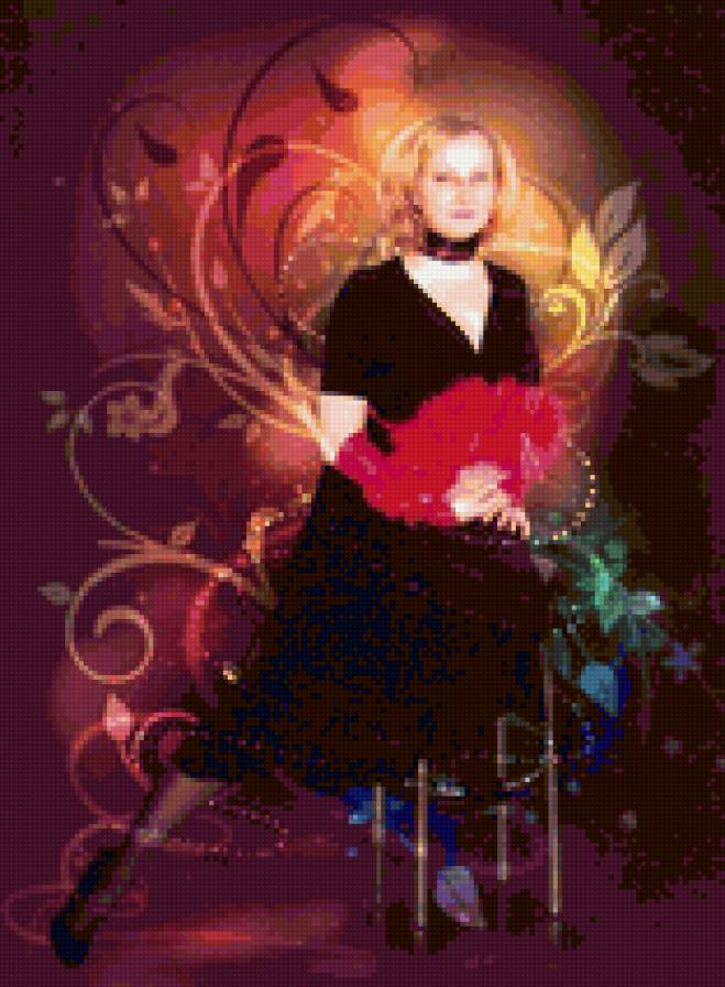 Девушка с веером - предпросмотр