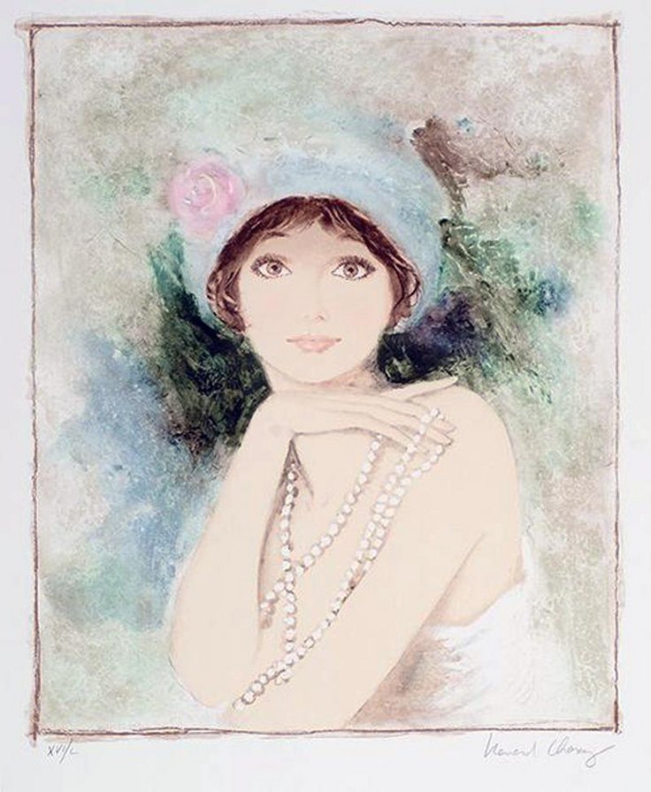 Милое ретро - женский образ, живопись - оригинал