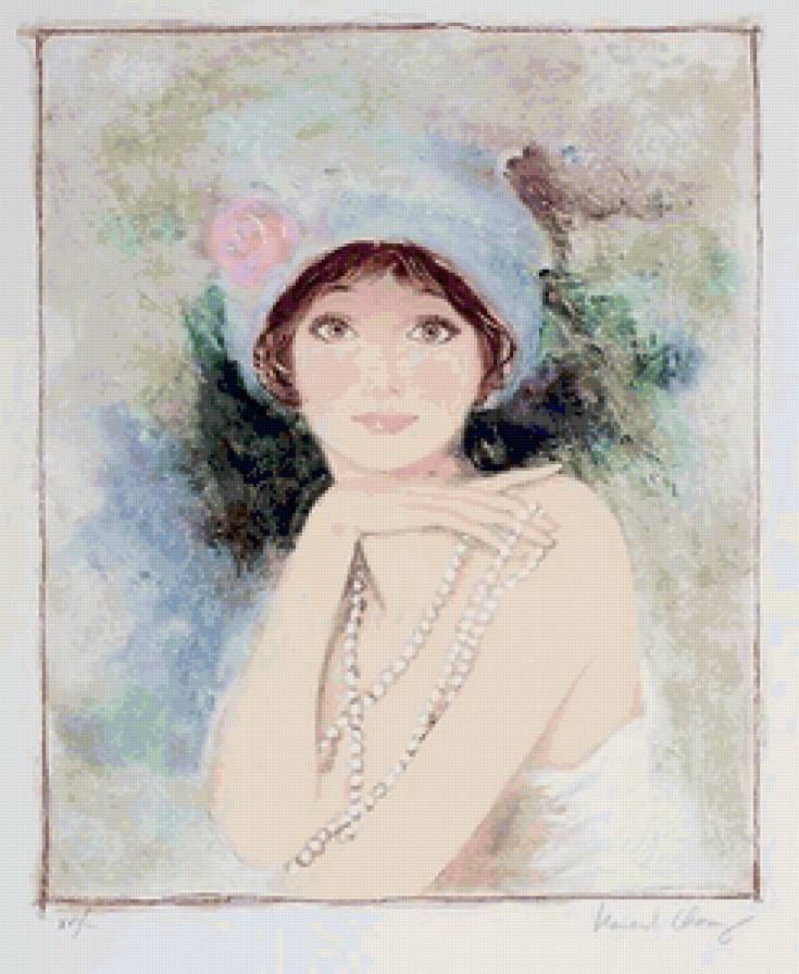 Милое ретро - живопись, женский образ - предпросмотр