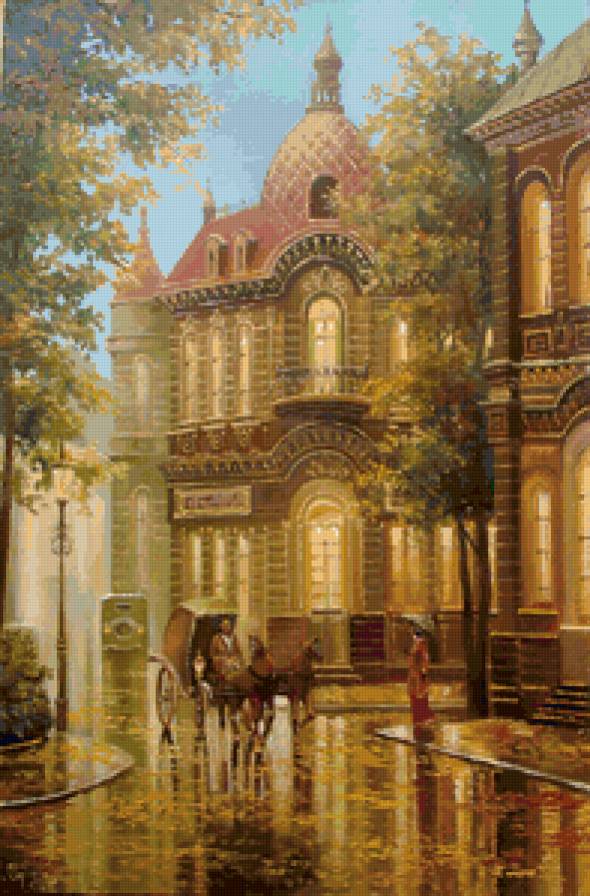 №151281 - ретро, карета, осень, город - предпросмотр