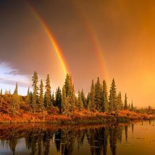 Схема вышивки «Радуга над лесом»