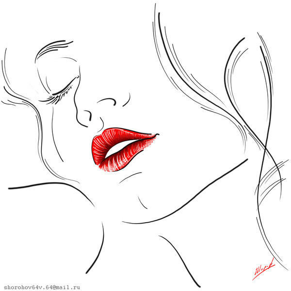 Штрих - лицо, женщина, штрих, на черном, девушка - оригинал