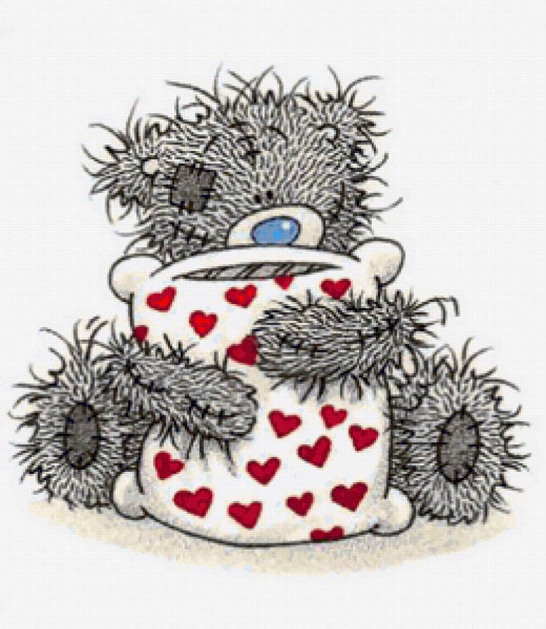 Серия "Мишка Тедди" Подушка с сердечками - подушка, мишка тедди - предпросмотр