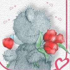 Схема вышивки «Серия "Мишка Тедди" С тюльпанами»