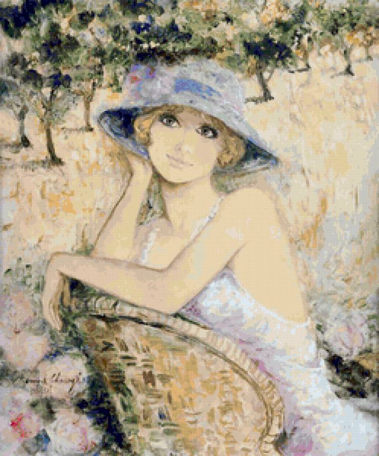 Милое ретро - живопись, женский образ - предпросмотр