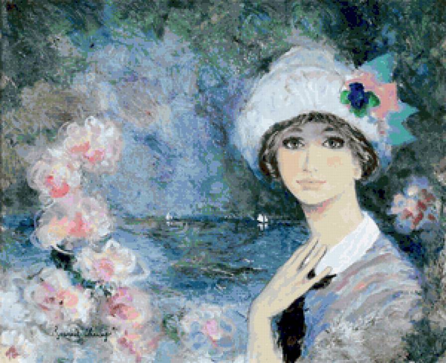 Милое ретро - живопись, женский образ - предпросмотр