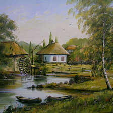 Схема вышивки «Сельский пейзаж»