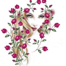 Схема вышивки «Девушка и цветы»