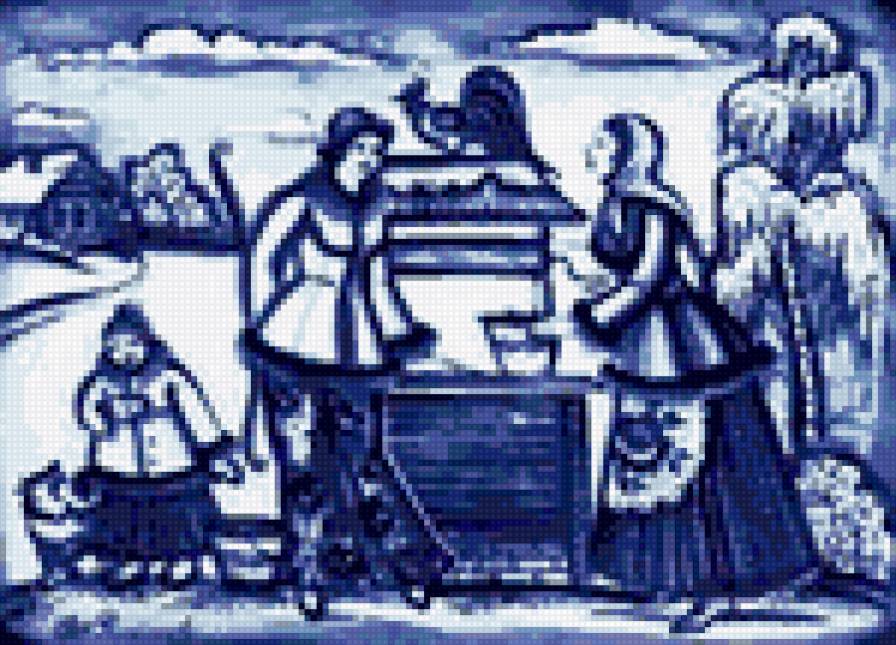 У колодца - гжель - предпросмотр