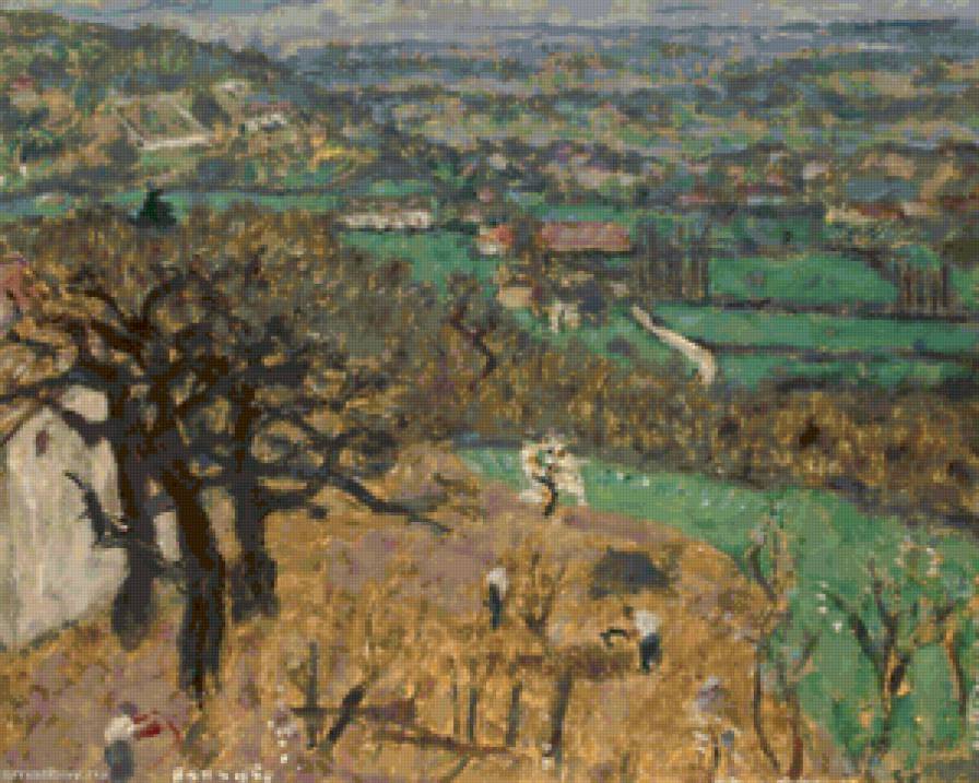 Боннар Пьер.Сельский пейзаж. - природа, люди, деревья, горы., домики, пейзаж - предпросмотр