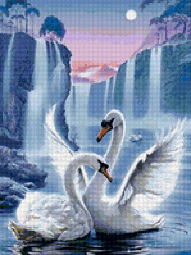 лебеди на водопаде - лебеди на водопаде - предпросмотр