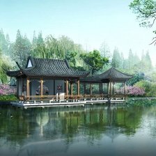 Схема вышивки «дом у реки»