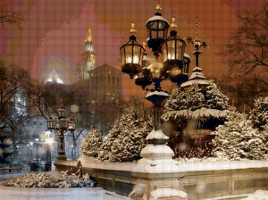 №154280 - снег, парк, фонарь, нью-йорк, зима - предпросмотр