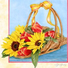 Схема вышивки «Подсолнухи и тюльпаны»