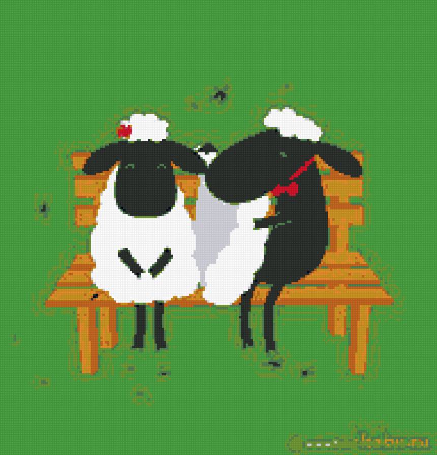 свидание - любовь, овцы, скамейка, овечки, свидание - предпросмотр