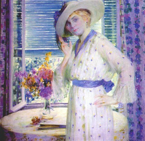 У окна - цветы, девушка - оригинал