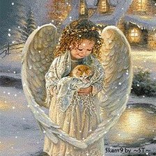 Схема вышивки «Ангелочек с котенком»