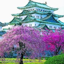 Схема вышивки «Пагода и сакура»