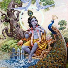 Схема вышивки «кришна с павлином»
