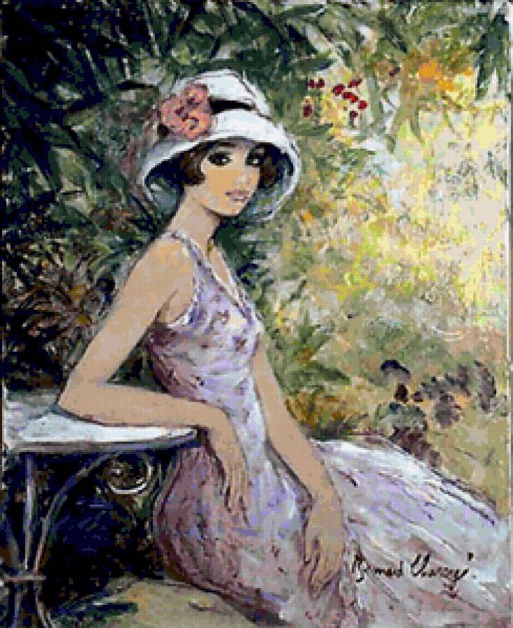 Милое ретро - живопись, женский образ - предпросмотр