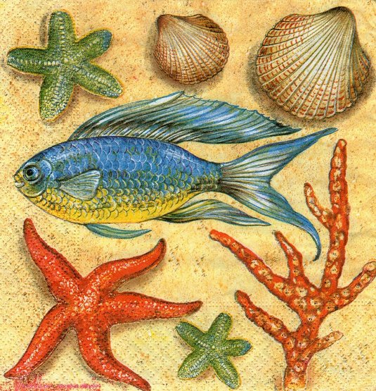 морской сюжет - ракушки, рыба - оригинал
