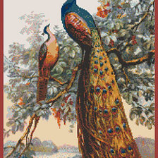 Схема вышивки «павлин на ветке»